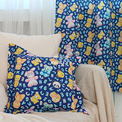 oxford - Rumi and the Teddy Bear Blue fabric - FO:REST Fabric 布恩堂Liberty fabrictana lawnjapanese fabricykk zipper