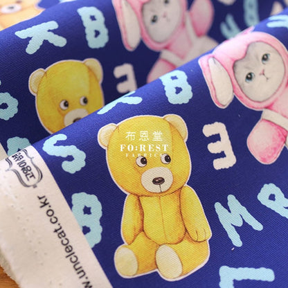 oxford - Rumi and the Teddy Bear Blue fabric - FO:REST Fabric 布恩堂Liberty fabrictana lawnjapanese fabricykk zipper