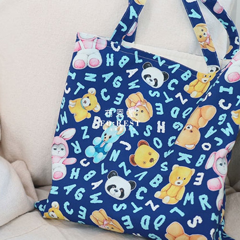 oxford - Rumi and the Teddy Bear Blue fabric - FO:REST Fabric 布恩堂Liberty fabrictana lawnjapanese fabricykk zipper