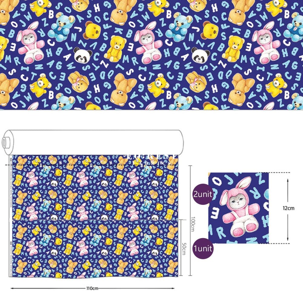 oxford - Rumi and the Teddy Bear Blue fabric - FO:REST Fabric 布恩堂Liberty fabrictana lawnjapanese fabricykk zipper