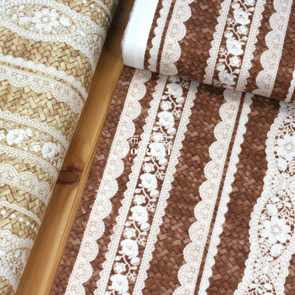 Oxford - Striped Lace And Basket Fabric Brown Oxford