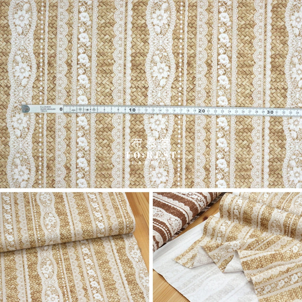 Oxford - Striped Lace And Basket Fabric Brown Oxford