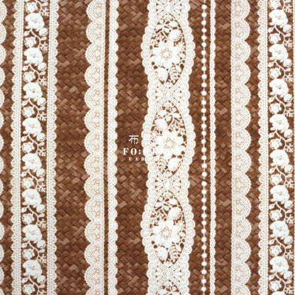 Oxford - Striped Lace And Basket Fabric Dark Brown Oxford