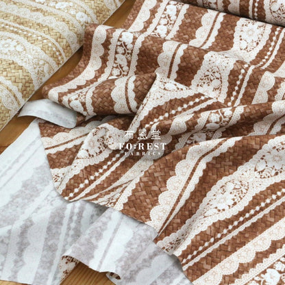 Oxford - striped lace and basket fabric Dark Brown - FO:REST Fabric 布恩堂Liberty fabrictana lawnjapanese fabricykk zipper