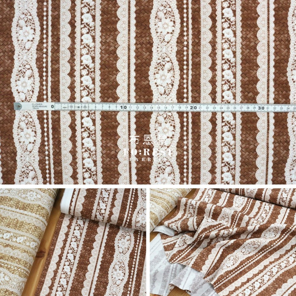 Oxford - striped lace and basket fabric Dark Brown - FO:REST Fabric 布恩堂Liberty fabrictana lawnjapanese fabricykk zipper