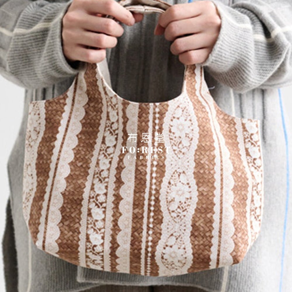 Oxford - striped lace and basket fabric Dark Brown - FO:REST Fabric 布恩堂Liberty fabrictana lawnjapanese fabricykk zipper