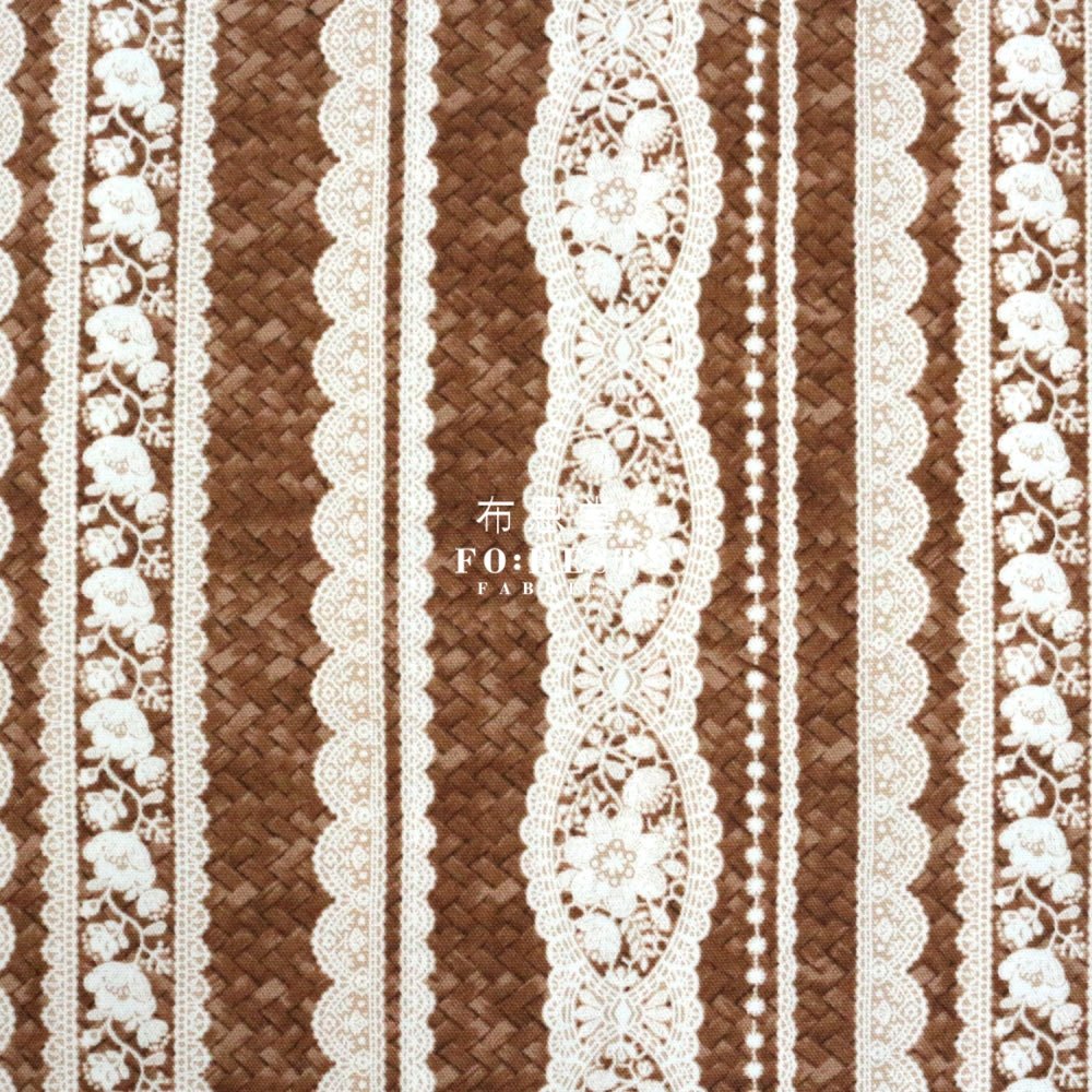 Oxford - striped lace and basket fabric Dark Brown - FO:REST Fabric 布恩堂Liberty fabrictana lawnjapanese fabricykk zipper