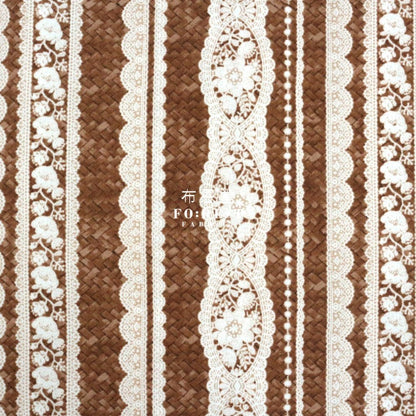 Oxford - striped lace and basket fabric Dark Brown - FO:REST Fabric 布恩堂Liberty fabrictana lawnjapanese fabricykk zipper