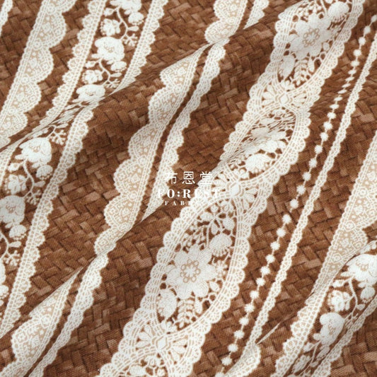 Oxford - striped lace and basket fabric Dark Brown - FO:REST Fabric 布恩堂Liberty fabrictana lawnjapanese fabricykk zipper