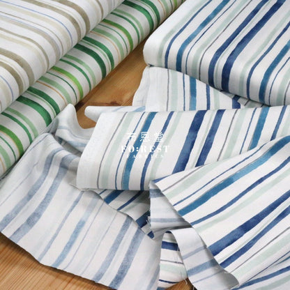 Oxford - TONiTT striped drawing style fabric Blue - FO:REST Fabric 布恩堂Liberty fabrictana lawnjapanese fabricykk zipper