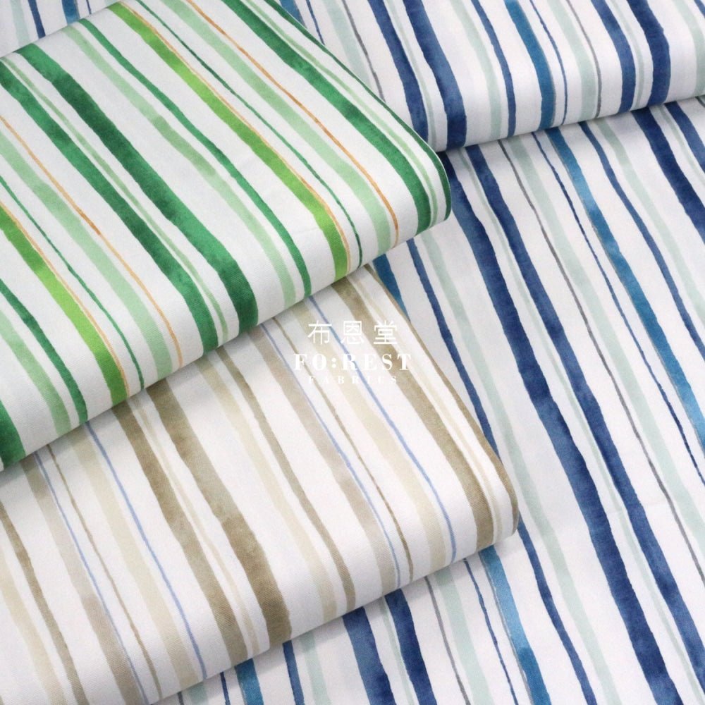 Oxford - TONiTT striped drawing style fabric Blue - FO:REST Fabric 布恩堂Liberty fabrictana lawnjapanese fabricykk zipper