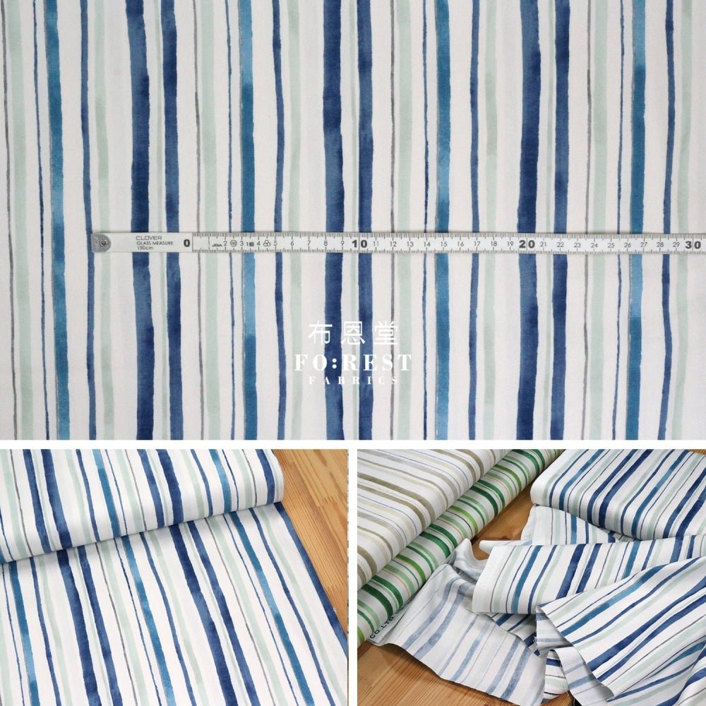 Oxford - TONiTT striped drawing style fabric Blue - FO:REST Fabric 布恩堂Liberty fabrictana lawnjapanese fabricykk zipper