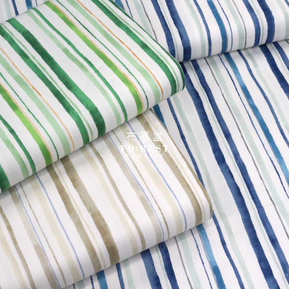 Oxford - Tonitt Striped Drawing Style Fabric Green Oxford