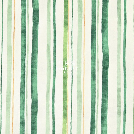 Oxford - TONiTT striped drawing style fabric Green - FO:REST Fabric 布恩堂Liberty fabrictana lawnjapanese fabricykk zipper
