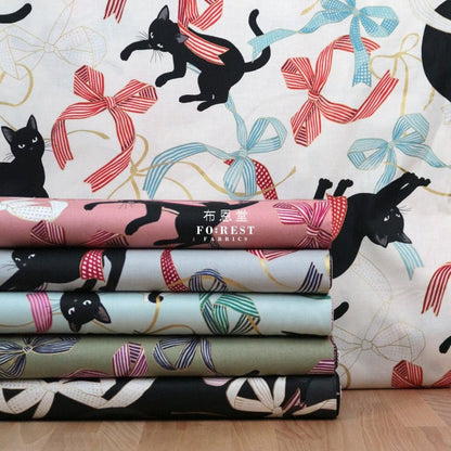 Quilt Gate - cotton - Neko cats Ribbon fabric MILKY - FO:REST Fabric 布恩堂Liberty fabrictana lawnjapanese fabricykk zipper