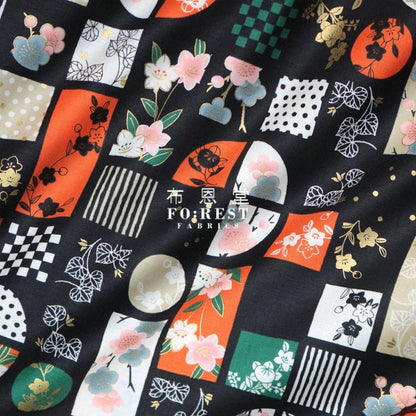 Quilt Gate - cotton - Sakura沈金 fabric Orange - FO:REST Fabric 布恩堂Liberty fabrictana lawnjapanese fabricykk zipper