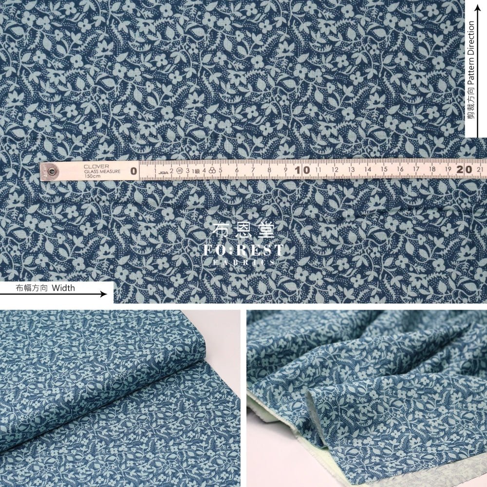 Quilting Liberty - Artist’s home Annabelle Bailey Navy - FO:REST Fabric 布恩堂Liberty fabrictana lawnjapanese fabricykk zipper