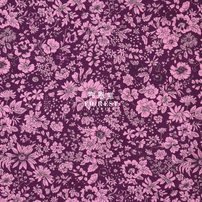 Quilting Liberty - Midnight Garden Emily Silhouette Flower Purple Lasenby Cotton