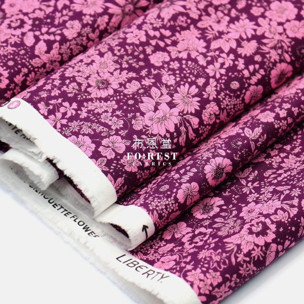 Quilting Liberty - Midnight garden Emily Silhouette Flower Purple - FO:REST Fabric 布恩堂Liberty fabrictana lawnjapanese fabricykk zipper