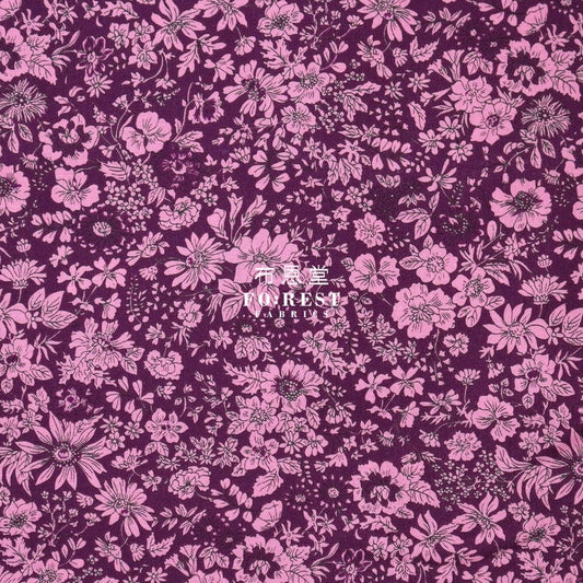 Quilting Liberty - Midnight garden Emily Silhouette Flower Purple - FO:REST Fabric 布恩堂Liberty fabrictana lawnjapanese fabricykk zipper