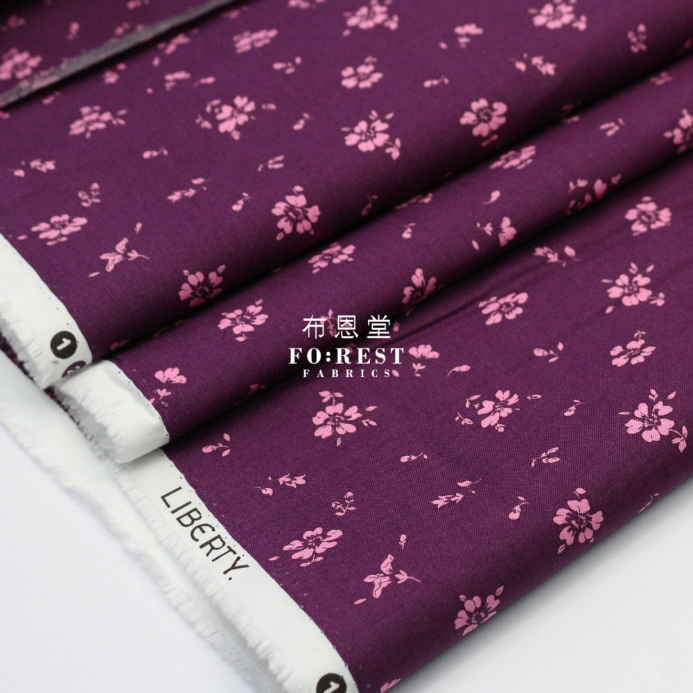 Quilting Liberty - Midnight Garden Fieldrose Wine Lasenby Cotton