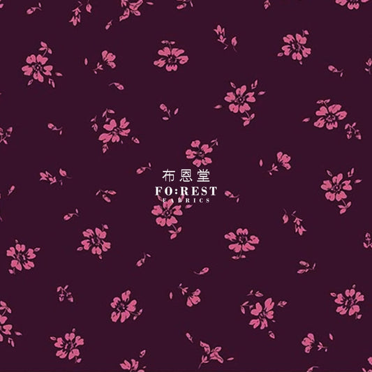 Quilting Liberty - Midnight Garden Fieldrose Wine Lasenby Cotton