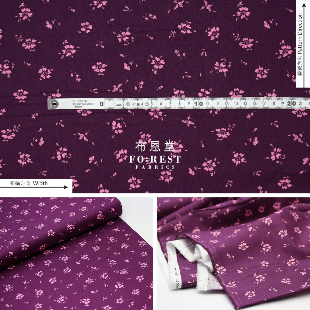 Quilting Liberty - Midnight Garden Fieldrose Wine Lasenby Cotton
