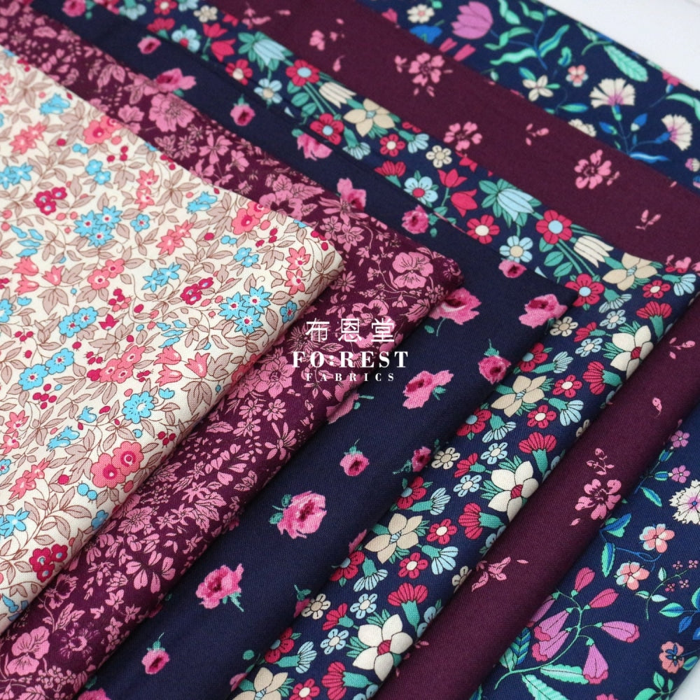 Quilting Liberty - Midnight Garden Forget Me Not Blossom Lasenby Cotton