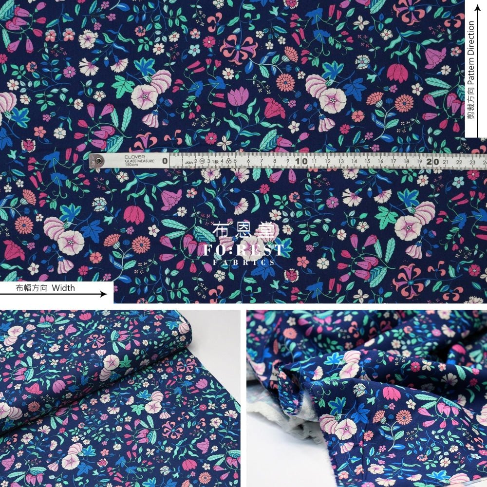 Quilting Liberty - Midnight garden Wildflower field - FO:REST Fabric 布恩堂Liberty fabrictana lawnjapanese fabricykk zipper