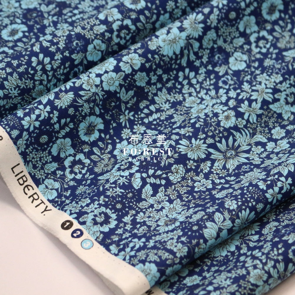 Quilting Liberty - Sunrise Emily Silhouette Flower Navy Lasenby Cotton