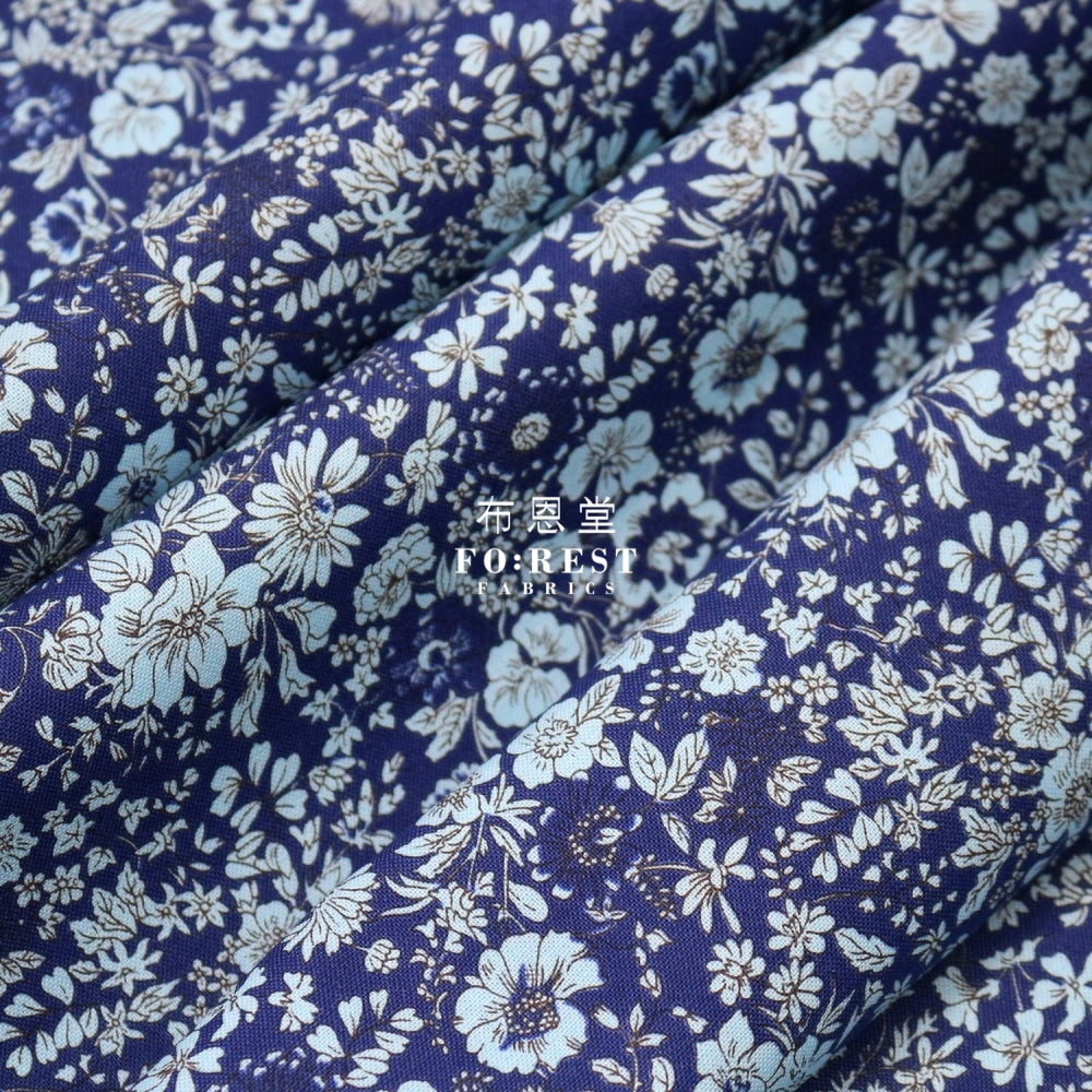 Quilting Liberty - Sunrise Emily Silhouette Flower Navy Lasenby Cotton