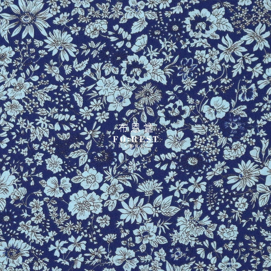 Quilting Liberty - Sunrise Emily Silhouette Flower Navy Lasenby Cotton