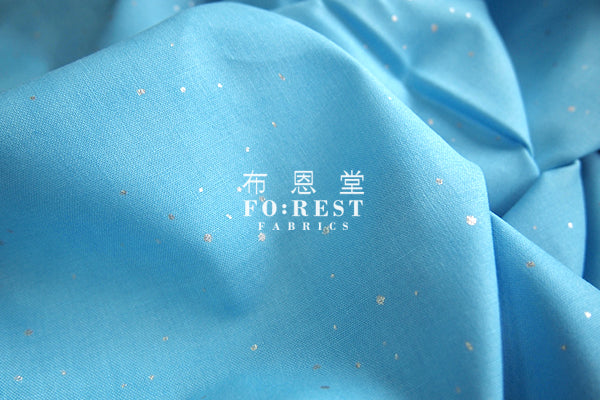 cotton - Swallow in the snow Metallic fabric (blue) - forest-fabric