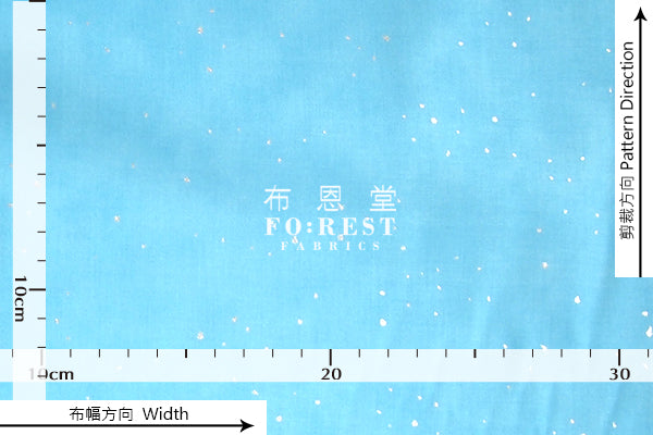 cotton - Swallow in the snow Metallic fabric (blue) - forest-fabric