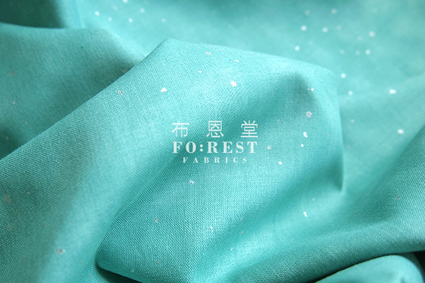 cotton - Swallow in the snow Metallic fabric (green) - forest-fabric