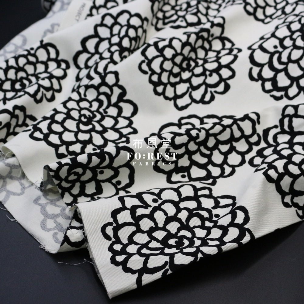 Twill - Peony fabric Black - FO:REST Fabric 布恩堂Liberty fabrictana lawnjapanese fabricykk zipper