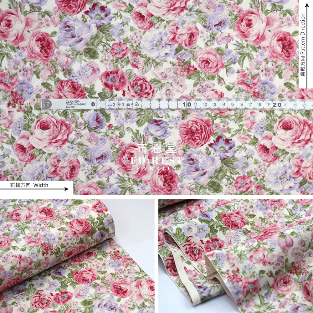 Twill - Rose Garden Fabric Purple Twill