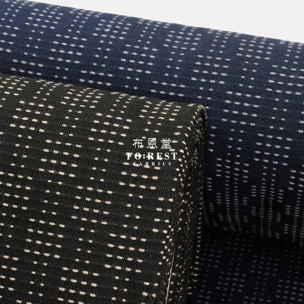 Yarn dyed cotton - Sashiko style 刺子織風 fabric BLACK - FO:REST Fabric 布恩堂Liberty fabrictana lawnjapanese fabricykk zipper