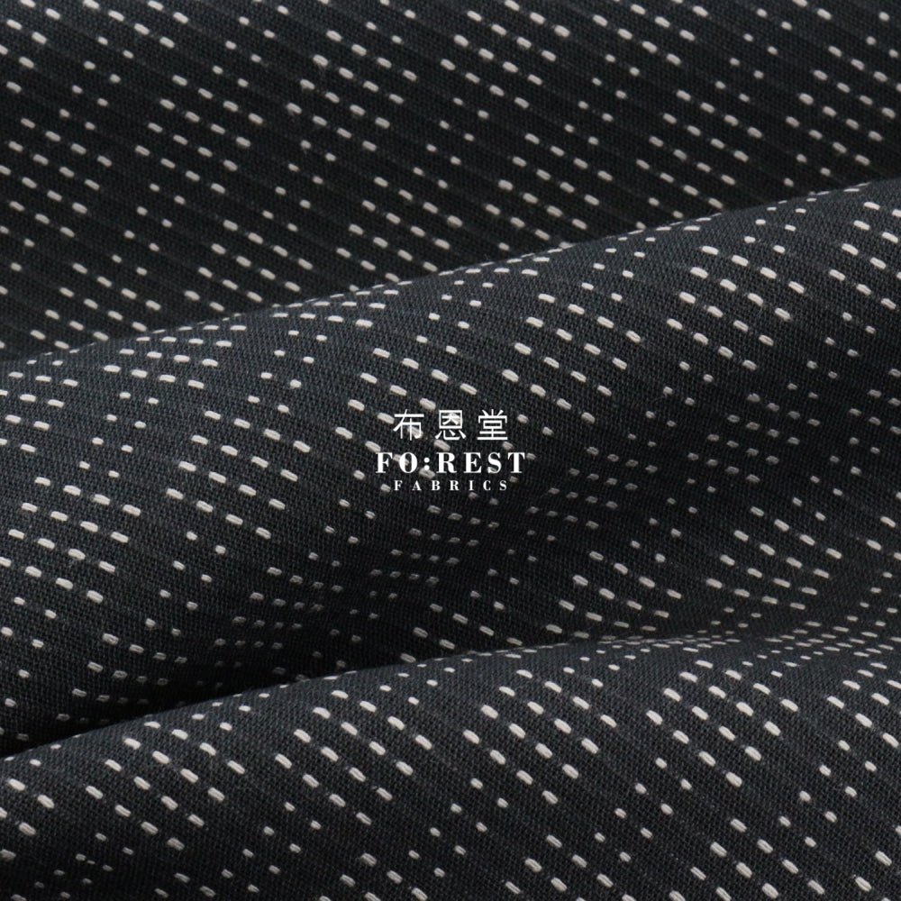 Yarn dyed cotton - Sashiko style 刺子織風 fabric BLACK - FO:REST Fabric 布恩堂Liberty fabrictana lawnjapanese fabricykk zipper