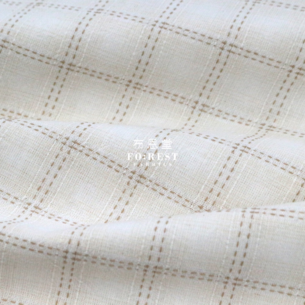 Yarn Dyed Cotton - Square Dot Fabric A Natural