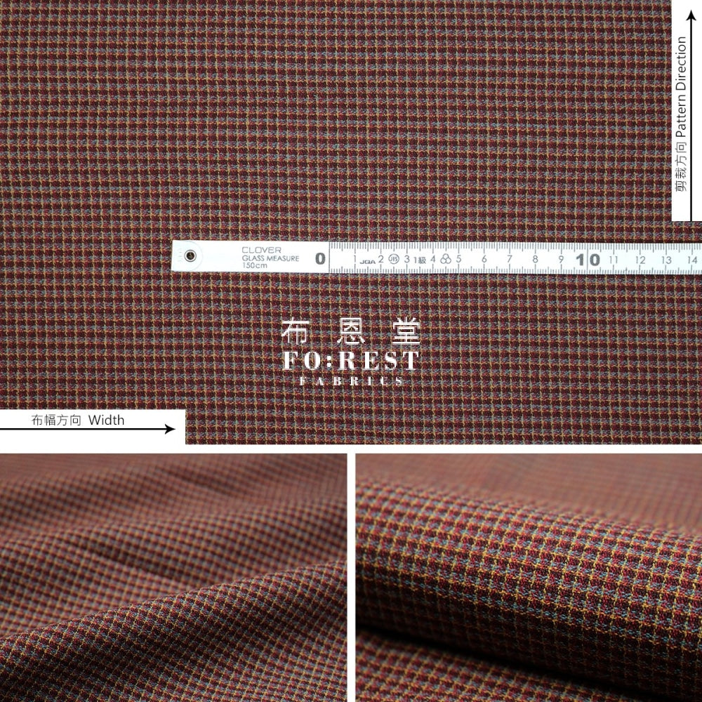 Yarn Dyed Cotton - Tiny Square Fabric Dark Red