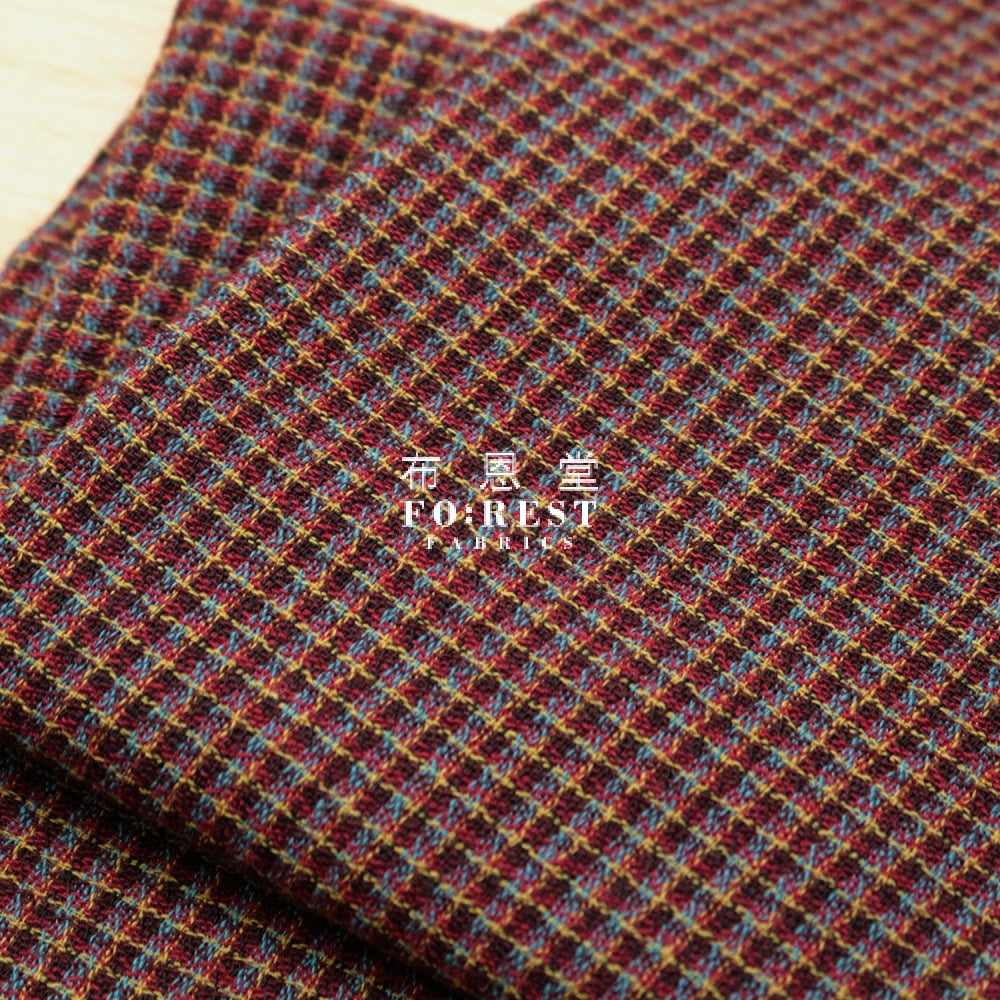 Yarn Dyed Cotton - Tiny Square Fabric Dark Red