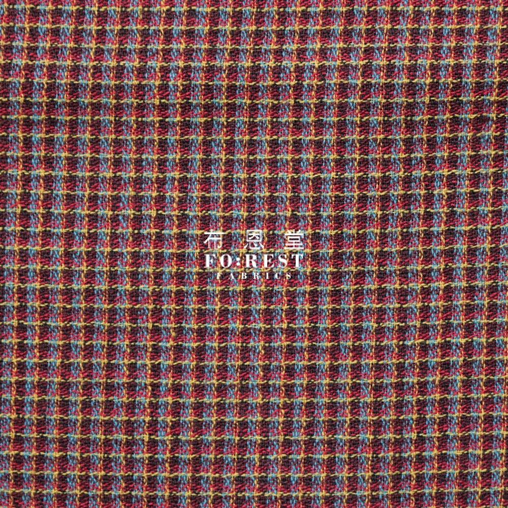 Yarn Dyed Cotton - Tiny Square Fabric Dark Red