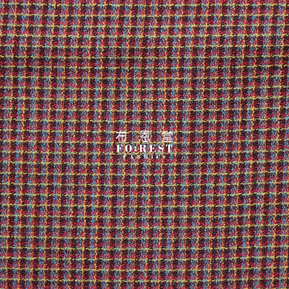Yarn Dyed Cotton - Tiny Square Fabric Dark Red