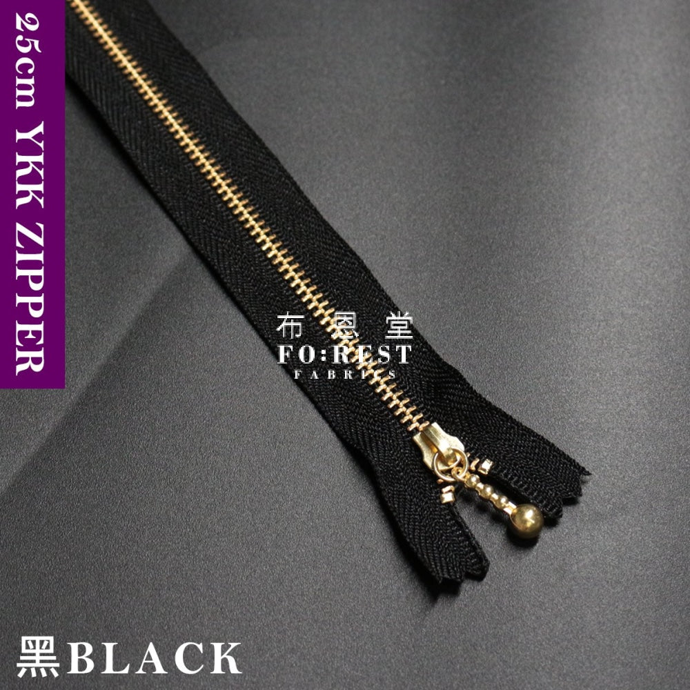 Ykk Zipper Golden 25Cm Black