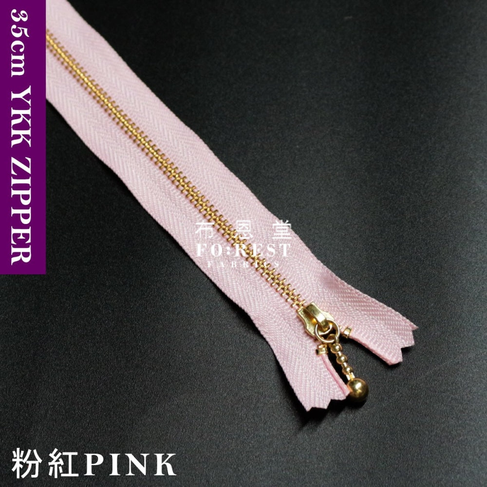 Ykk Zipper Golden 35Cm Pink