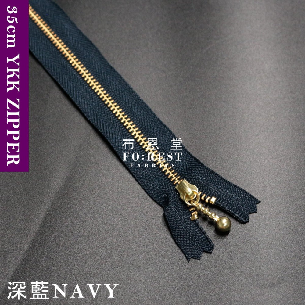 Ykk Zipper Golden 35Cm Navy