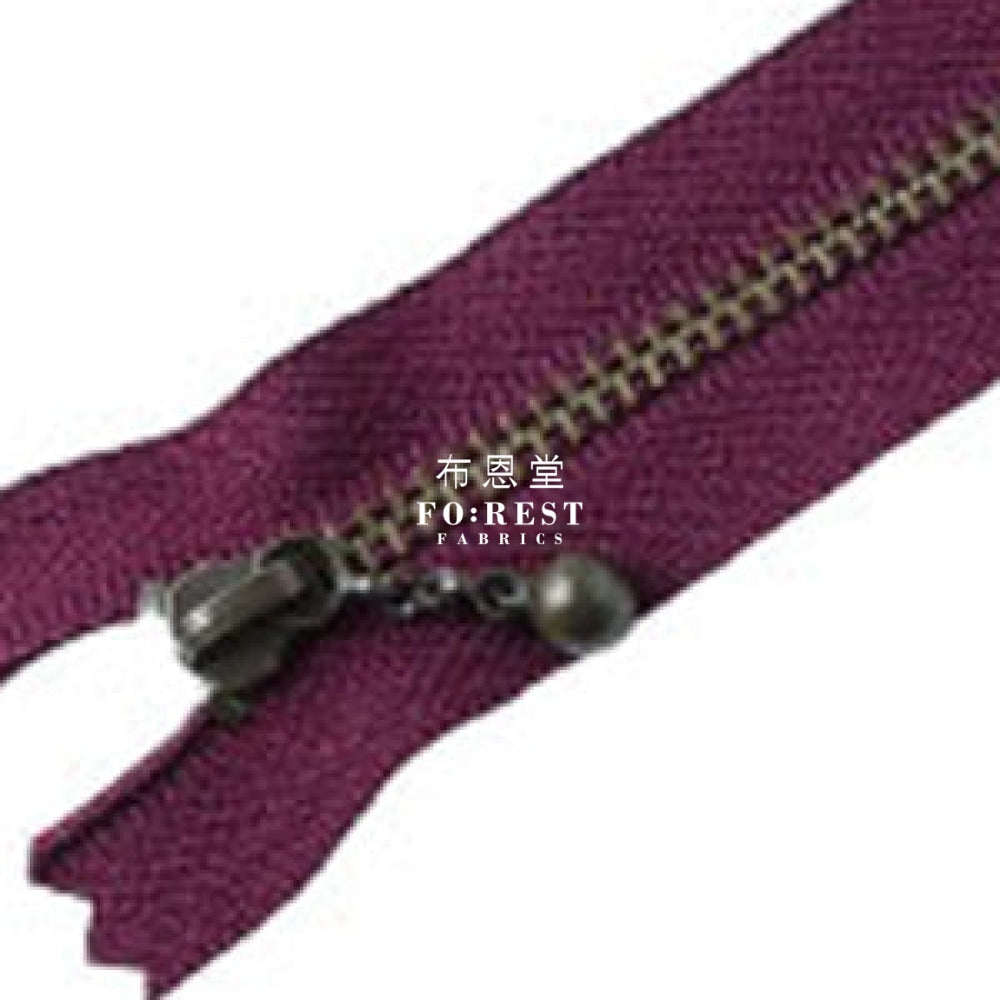 Ykk Zipper Golden Colour 10Cm Wine